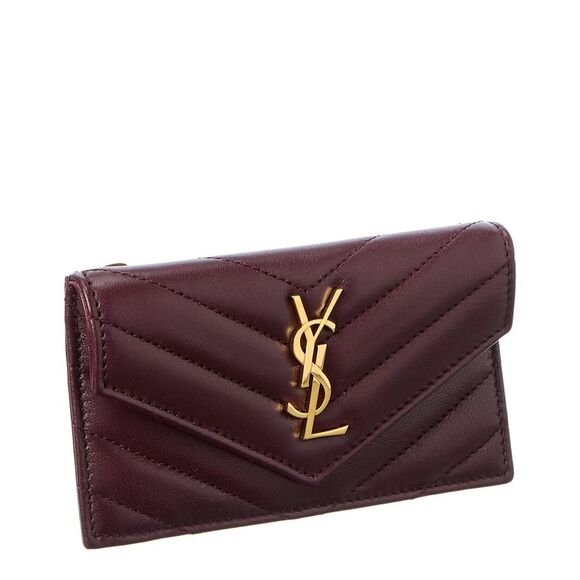 Saint Laurent Cassandre Leather Card Case, Red - Picture 3 of 4